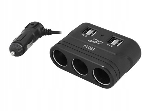 Adapter LTC CAR FIRE 3 gniazda 120W + 4 USB, 4,2A
